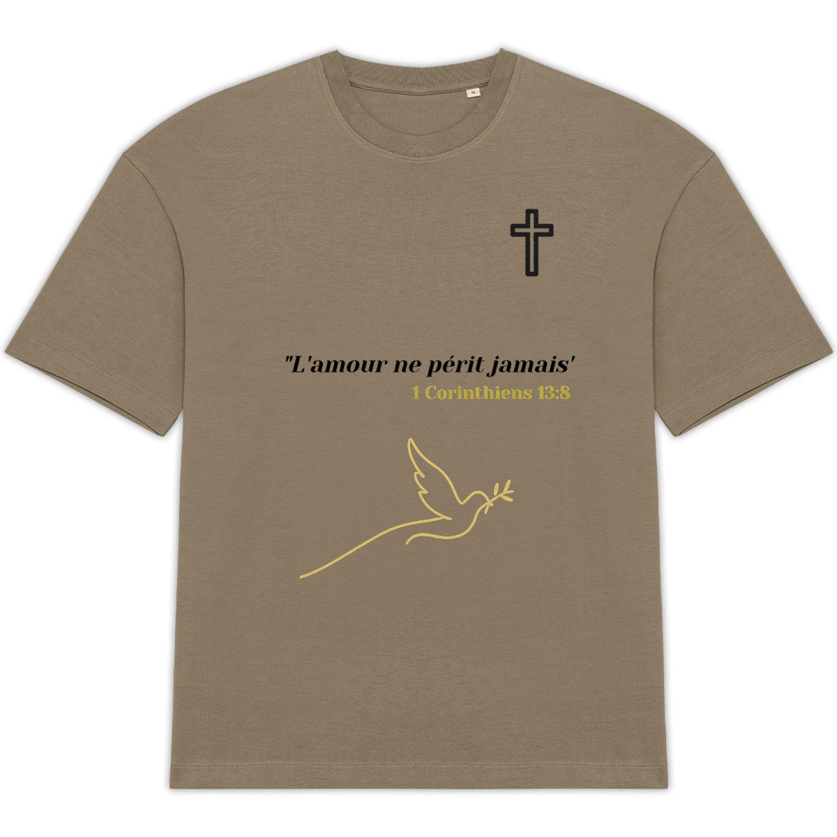 ?️ T-shirt Foi & Grâce – "L’amour ne périt jamais."