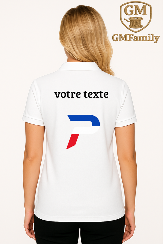👕 Polo Patriot Gris & Blanc – Personnalisable & Éco-Responsable