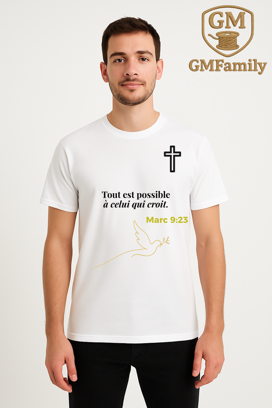 ✝️ T-shirt Classique – "Tout est possible à celui qui croit."