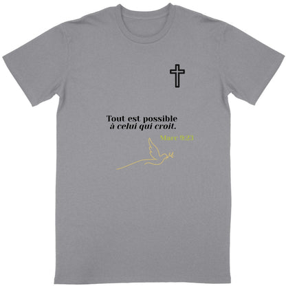 ?️ T-shirt Foi & Grâce – "L’amour ne périt jamais."